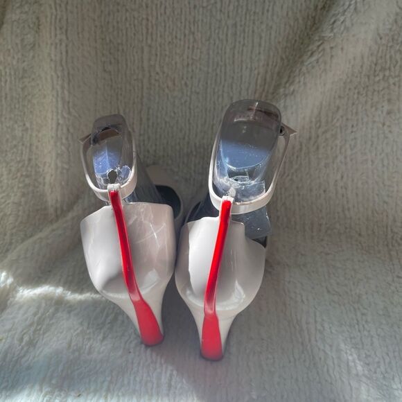 Melissa Patchuli ankle Strap Wedge - Cream Red SZ 9 - Picture 6 of 13